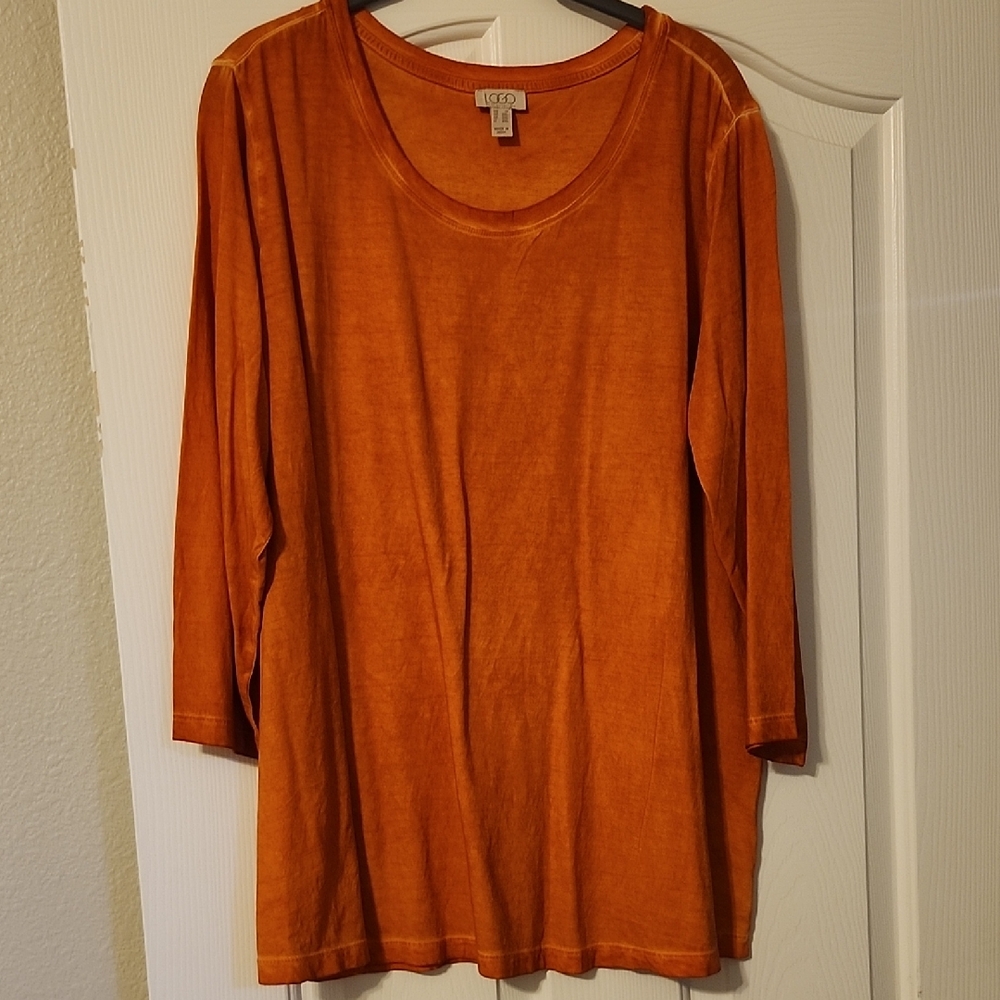 LOGO by Lori Goldstein Women's Rust Long Sleeve Top